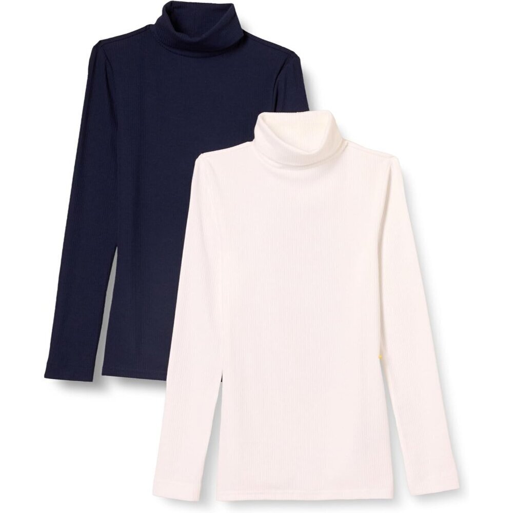 Women's Slim-Fit Knit Rib Long Sleeve Turtleneck Top Plus Size Pack of 2